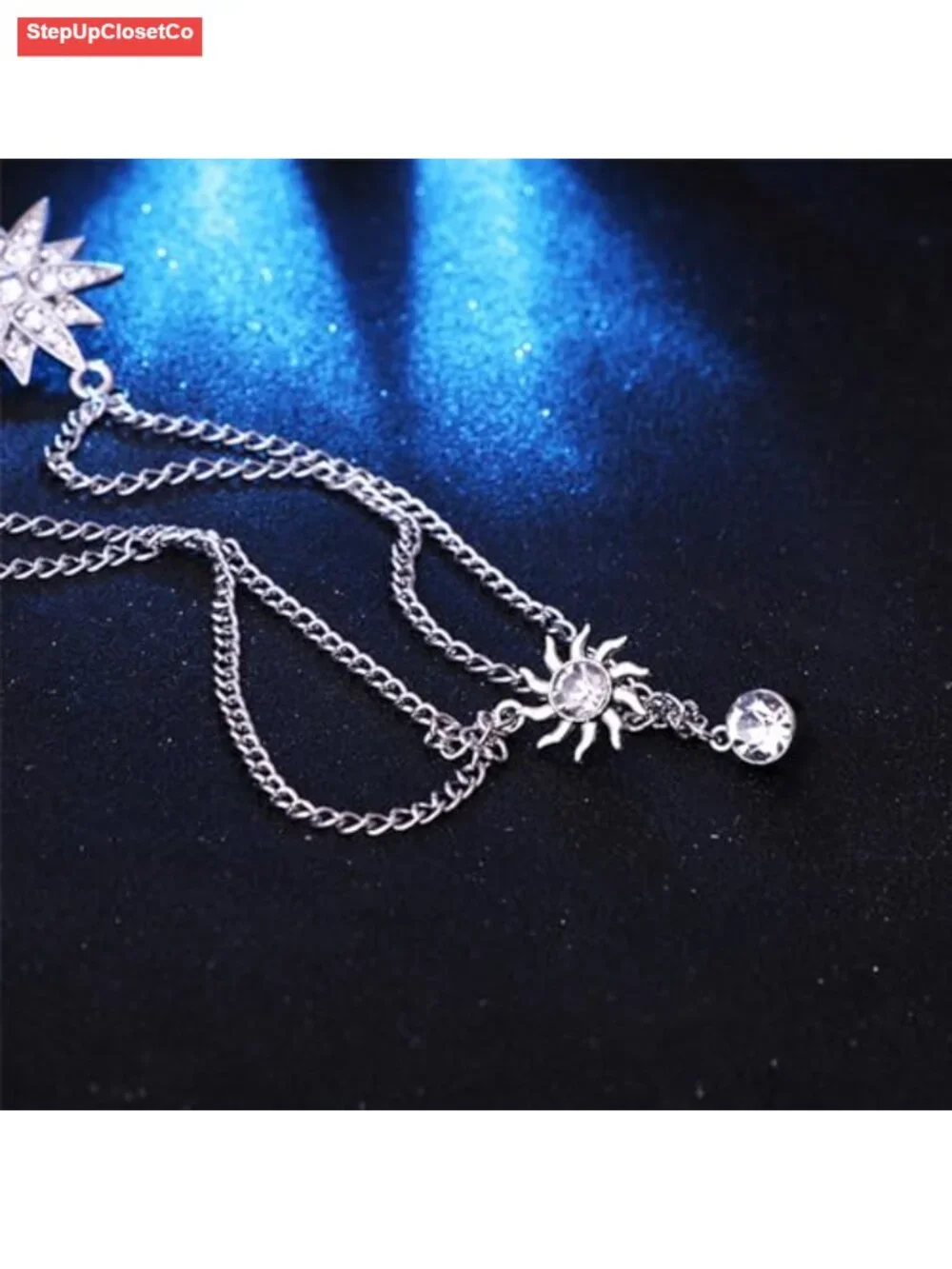 Rhinestone Star Brooch Pin Gold Plated Crystal CZ Tassel Exquisite Lapel Brooch